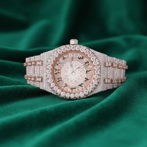 Reloj de Diamantes de Lujo Splendid Gift Jewelry, 28 mm, Correa de Moissanita/Plata, Esfera de Cristal de Zafiro, Movimiento Analógico de Cuarzo ETA, para Hombre - Product Image 5