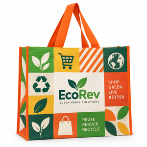 กระเป๋าผ้า Nonwoven แบบมีหูหิ้วยาวลายใบไม้ พร้อมโลโก้สั่งทำ สำหรับธุรกิจและการช้อปปิ้ง - Product Image 4