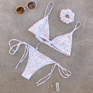 Conjunto de Bikini de Color Sólido para Mujer, de la Mejor Calidad y Precio Económico, Top Bandeau con Cordón Ajustable, Traje de Baño de Spandex y Poliéster Elástico para la Playa - Product Image 1