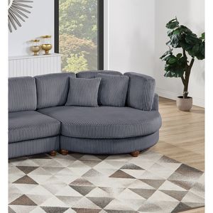 Divano Sezionale Contemporaneo a 2 Pezzi XL in Tessuto Corduroy Felpato Grigio Scuro per Soggiorno, Divano LAF, Chaise RAF, Cuscini Inclusi - Product Image 4