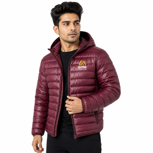 Veste matelassée unisexe épaisse coupe-vent respirante en tissu PU à capuche pour sports d'hiver en plein air avec logo personnalisé sur le devant - Product Image 3