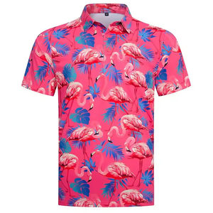 Camisa Polo con Estampado de Flamencos para Hombre, Manga Corta, Verano, Playa, Casual, Ligera, Transpirable - Product Image 1