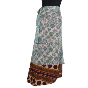 38 Inch 2026 Fashion for Women 2 Layered Art Silk Sari Reversible Summer Beach Wear Magic <b>Wrap</b> <b>Skirts</b> Wholesale Discount!!! - Product Image 4