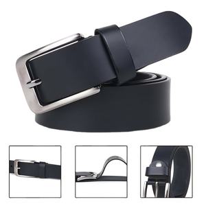 Cinturón informal de cuero negro Vintage para hombre Cinturón de cuero genuino 100% - Product Image 3