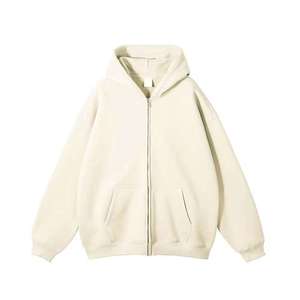 Men's Oversized Hooded <b>Zip</b>-Up Sweatshirt Solid Color Cotton French Terry Casual Wear Regular Fit <b>Pocket</b> Design Men's <b>Hoodies</b> - Product Image 3