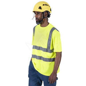 Hi Visibility Men's Reflective Work T-Shirt Polyester Yellow with <b>Silver</b> Stripes - Product Image 5