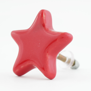 Poignées de tiroir modernes rouges en céramique en forme d'étoile pour enfants, poignées de porte et poignées de tiroir pour armoires de cuisine, vente en gros - Product Image 1