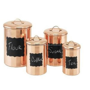 Ensemble de 4 récipients de stockage en acier inoxydable avec finition plaquée cuivre, parfaits pour des solutions de stockage à domicile élégantes et durables - Product Image 1