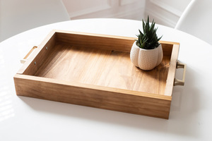 Rectangular Bamboo Serving <b>Tray</b> <b>Handle</b> Lacquered Finish Restaurant Use Food Safe Eco-Friendly Dishwasher Safe Commercial Grade - Product Image 5