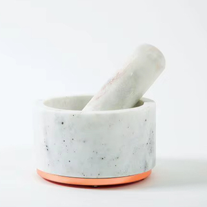 High Quality Marble Mortar <b>And</b> Pestle <b>Set</b> For Crushing <b>Spices</b> Seeds <b>And</b> Preparing Homemade Food - Product Image 1