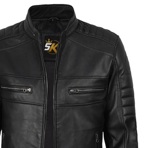 Chaqueta de Motocicleta de Invierno para Hombre 5KINGZ SPORTS, de Cuero PU Negro, Cuello Mao, Cierre de Cremallera, Transpirable, Resistente al Viento, Diseño Sólido en la Parte Delantera - Product Image 4