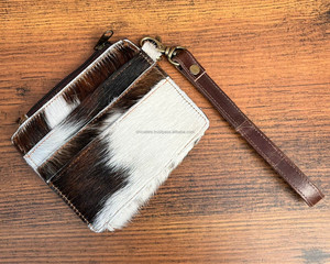Tarjetero de piel de vaca auténtica personalizado con diseño a la moda, novedad, con muñequera y cremallera, monederos de lujo para mujer - Product Image 4