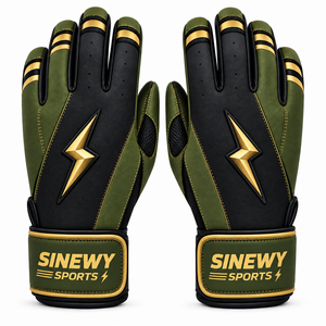 Guantes de Bateo Deportivos de Cuero SINEWY, Azul, Rojo, Blanco, Acolchados, Transpirables, con Cierre de Gancho y Bucle, Unisex, para Adultos, Entrenamiento, para Zurdos, Talla XL, XXL - Product Image 3