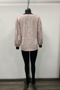 Blusa de Gasa con Cuello en V y Estampado Floral para Mujer, Mangas Abullonadas, Corte Holgado, Estilo Casual para Primavera/Verano - Product Image 2