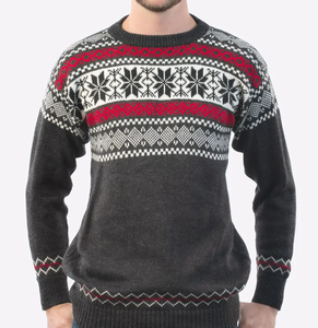 Pull ras du cou pour homme, très demandé, à manches longues, tricoté, pour l'hiver, motif géométrique, anti-boulochage, 100 % acrylique - Product Image 4