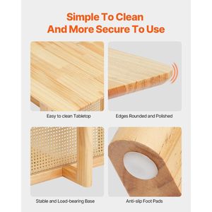 Modern Boho 47-Inch <b>Rectangle</b> Rattan Woven Wood <b>Coffee</b> <b>Table</b> Rubber Wood Top Storage 47-Inch <b>Rectangle</b> Rattan Woven <b>Coffee</b> <b>Table</b> - Product Image 5