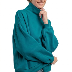 Sudadera Oversize de Cuello Alto para Mujer, Algodón Lavado, Estilo Urbano, Calidad Premium, Proveedor Mayorista - Product Image 1