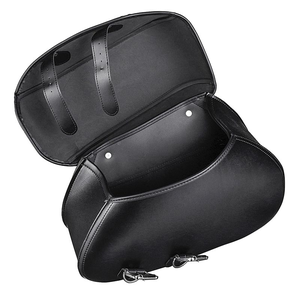 Sacoche latérale de moto en cuir PU noir avec fermeture à boucle pour Harley Cruiser Sportster - Product Image 4