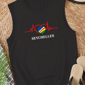 Bandera de Seychelles con línea de latido Chaleco casual para mujer - Product Image 3