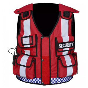 Chaleco de Seguridad Reflectante Rojo con Bolsillos, Ropa de Trabajo de Alta Visibilidad, Chaqueta de Seguridad Unisex de Poliéster - Product Image 1