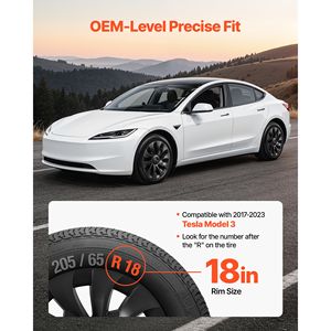 Enjoliveurs de roues de 18 pouces pour Tesla Model 3 2017-2023, style OEM, 4 jantes, taille R18, remplacement à clipser - Product Image 2