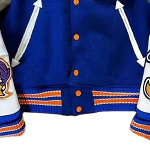 แจ็คเก็ตเบสบอลสีน้ำเงินรอยัลแบบขายส่ง แจ็คเก็ตวาร์ซิตี้สไตล์ Letterman แขนหนัง แจ็คเก็ตบอมเบอร์สำหรับผู้ชาย แจ็คเก็ตวินเทจ - Product Image 6
