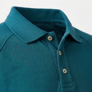 Polo à manches courtes pour homme, couleur turquoise, tricoté, uni, décontracté, coupe classique, boutons - Product Image 4