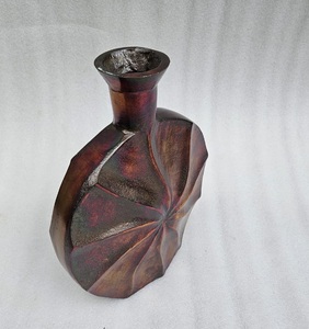 Handmade Aluminum Casted Silver Modern <b>Tabletop</b> Vase Rustic Textured Design Decorative Art Piece - Product Image 6
