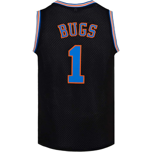 Maillot de basket Bugs Bunny noir en mesh sans manches pour homme, col rond, numéro 1, imprimé sérigraphié, vêtement d'équipe - Product Image 1