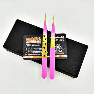 Pince à épiler d'extension de cils d'isolation rose vif et or pince à épiler à pointe droite pointue pour fournitures de cils d'extension de cils - Product Image 3