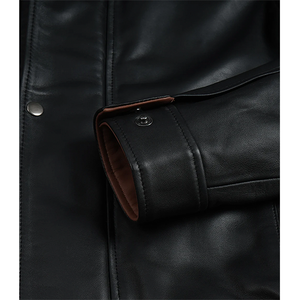 2026 OEM Most Demanding Black Cowhide Leather <b>Jackets</b> For Men's Dual Collar Genuine Quality Low MOQ Winter Fashion <b>Heated</b> <b>Jacket</b> - Product Image 4
