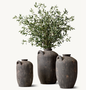 Pot de rangement en céramique rustique noir style antique en terre cuite, décoration d'intérieur, motif vases espagnols - Product Image 2