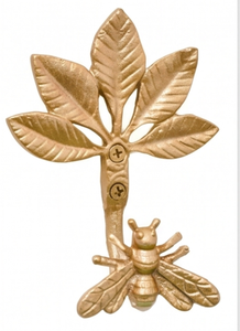 Vintage Metal Wall <b>Hook</b> With Leaf And Bee Design Gold Finish For Clothing Storage Home Decor And Stylish Wall Hanging Organizer - Product Image 2