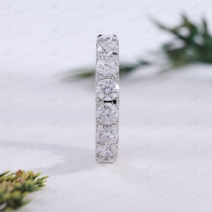 Elegante Anillo de Eternidad con Diamantes Cultivados en Laboratorio, Corte Rosa, Pavé Lateral de Corte Redondo, Oro Blanco, Anillo de Novia, Joyería de Regalo para Mujer - Product Image 4