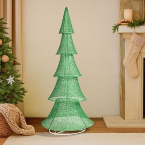 Albero di Natale Pre-Illuminato da 1,8 m con 200 Luci LED Bianco Caldo, Decorazioni da Giardino in PE, Facile da Montare, per Esterni - Product Image 3