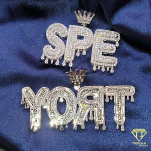 Collar de Lujo con Letra SPE, Colgante de Moissanita Totalmente Cubierto de Diamantes, Chapado en Oro de 18k, Certificado GIA, Joyería Hiphop Streetwear para Hombre - Product Image 5