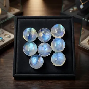 Cabochons de Pierre de Lune Arc-en-ciel Taille Brillante 6x6 8x8 10x10 12x12 mm Pierre Précieuse Naturelle Perçée Droit pour Fabrication de Bijoux Vente en Gros - Product Image 5
