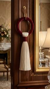 Guirnalda de Cuentas de Madera de Lujo, Decoración de Pared con Borlas, Adorno Colgante de Perlas de Madera Natural Hecho a Mano, Estilo Boho Chic, Decoración Moderna para el Hogar, Diwali - Product Image 2