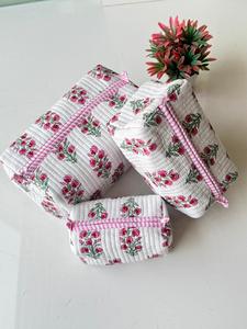 Nuevas Bolsas de Maquillaje con Cierre, de Algodón Resistente, con Estampado Floral a Rayas, Bolsas Indias, Organizador de Cosméticos de Viaje - Product Image 2