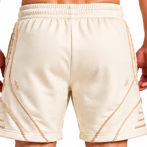 Mens Cotton Gym <b>Shorts</b> <b>Decorative</b> Stitching Elastic Drawstring Waist Side Pockets Relaxed Fit Daily Gym Training Leisure Wear - Product Image 5