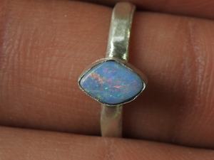 Bague en argent sterling avec opale doublet australienne, finition mate, pierre multi-feu, bijoux pour femmes, cadeau de mariage MS - Product Image 4