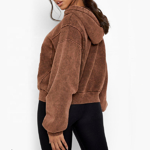 Fabricant de sweats à capuche personnalisés en molleton de coton, style streetwear, broderie, uni, épais, effet délavé soleil, pour l'hiver - Product Image 3