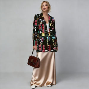 Vente flash sur le blazer pour femme Temu, imprimé pop art accrocheur, coupe ample décontractée, manches longues, cardigan ouvert sur le devant, pour toutes les saisons. - Product Image 3