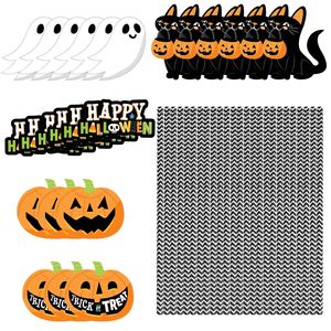 25 piezas de pajitas decorativas desechables a rayas para Halloween, pajitas de papel para decoración de fiestas de Halloween - Product Image 2