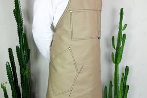 Tablier en toile à bretelles croisées en cuir réglables, avec logo personnalisé, pour uniforme professionnel de l'hôtellerie, avec poche pour outils de nettoyage, vêtement de personnel - Product Image 2