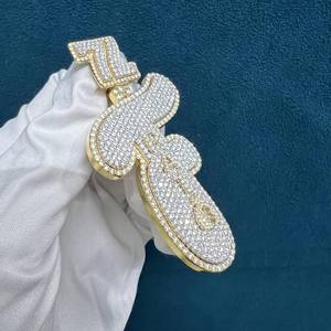 Pendentif Hip-Hop Lettre Dollar Sac d'argent Moissanite VVS Taille Ronde Certifiée IGI Plaqué Or Effet Givré Testeur de Pureté Inclus - Meilleures Ventes - Product Image 6