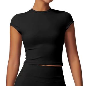 Camiseta de Yoga para Mujer con Logotipo Personalizado, Ropa Deportiva de Alta Compresión para Gimnasio y Fitness, Top de Yoga - Product Image 1