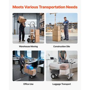 Carrello Convertibile 2-in-1 con Capacità di Carico di 450 Kg, Maniglia Antiscivolo e Ruote per Modalità a 4 Ruote, Portatile su Ruote - Product Image 6