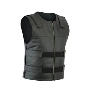 <b>Men's</b> <b>Black</b> Polyester Zipper <b>Vest</b> O-Neck Casual Outer Wear Solid Color Regular Length - Product Image 1