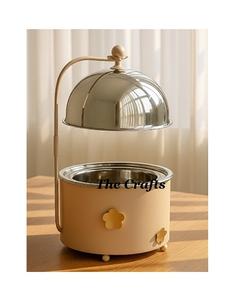 Recipiente para calentar comida estilo clásico de acero y hierro en color plateado y beige, vajilla para buffet con tapa colgante, tamaño y logotipo personalizables - Product Image 6